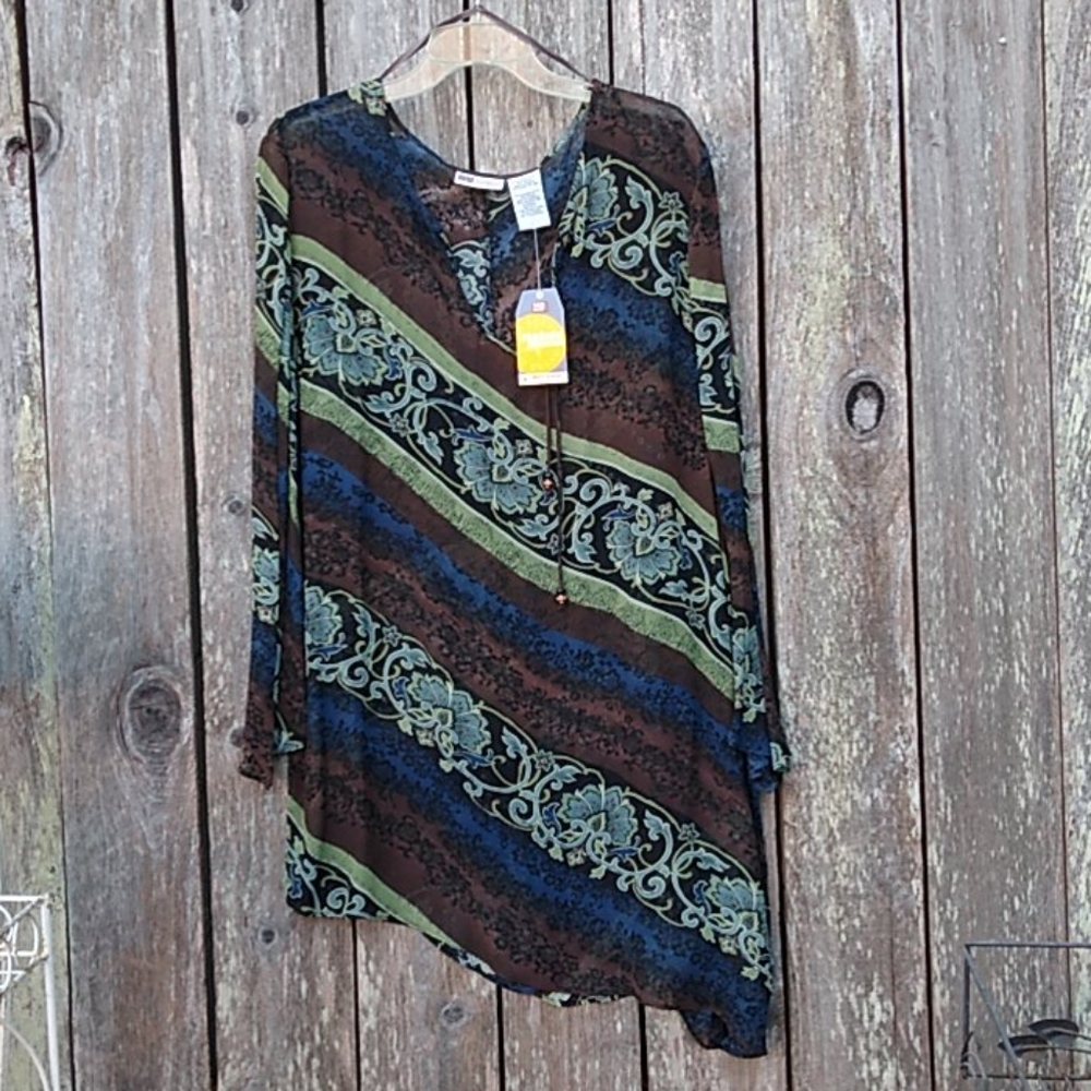 Diagonal Floral Striped Asymmetric Tunic 16/18